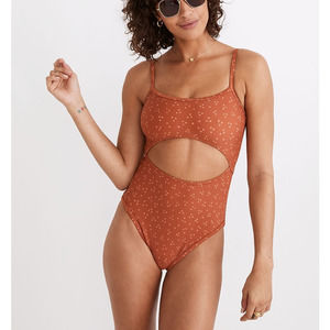 Madewell Second Wave Cutout One-Piece Swimsuit in Night Stars XL NWT